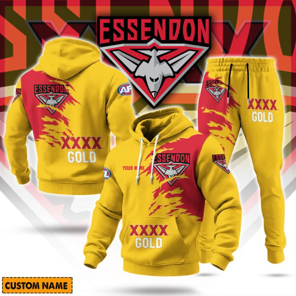 Essendon Bombers AFL x XXXX Gold Beer Hoodie Set Custom Name Gift For Fan - Limited Edition