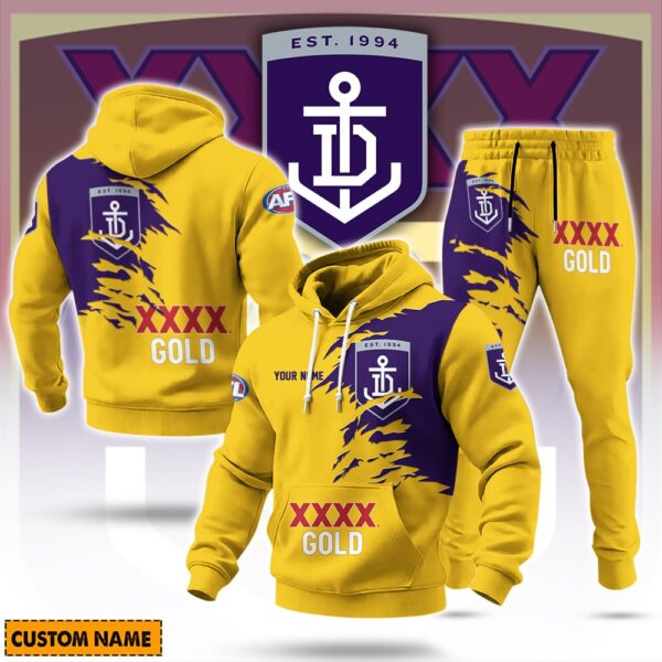 Fremantle Dockers AFL x XXXX Gold Beer Hoodie Set Custom Name Gift For Fan - Limited Edition
