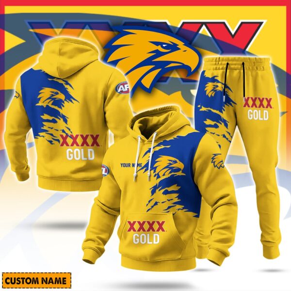 West Coast Eagles AFL x XXXX Gold Beer Hoodie Set Custom Name Gift For Fan - Limited Edition