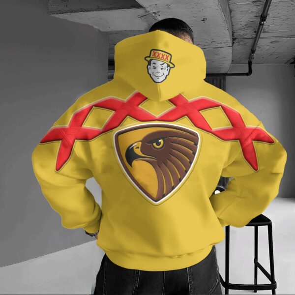 Hawthorn Hawks AFL x XXXX Gold Hoodie Custom Name Gift For Fan - Limited Edition