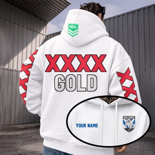 Canterbury Bulldogs NRL x XXXX Gold White Hoodie Custom Name Gifts For Fan - Limited Edition