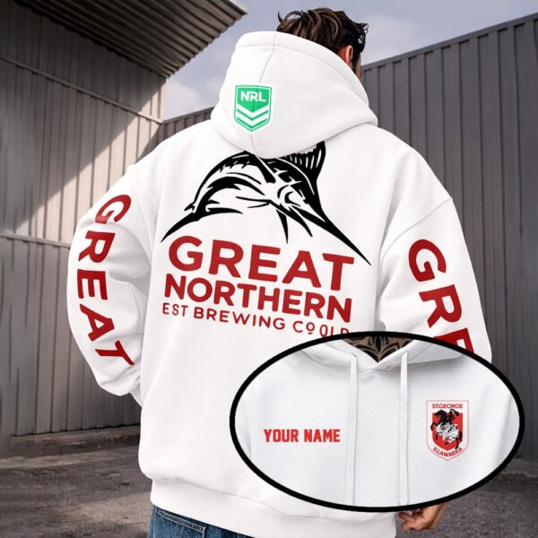 St. George Dragons NRL x Great Northern White Hoodie Custom Name Gifts For Fan - Limited Edition