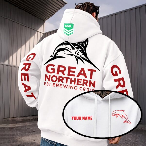 The Dolphins NRL x Great Northern White Hoodie Custom Name Gifts For Fan - Limited Edition