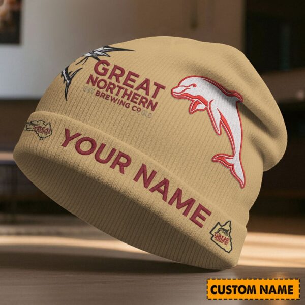 The Dolphins NRL x Great Northern Beer Beanie Hat Custom Name Gifts For Fan - Limited Edition