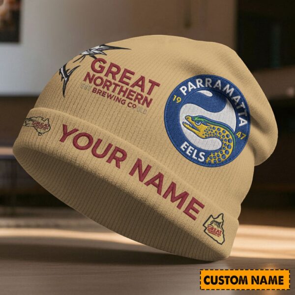 Parramatta Eels NRL x Great Northern Beer Beanie Hat Custom Name Gifts For Fan - Limited Edition