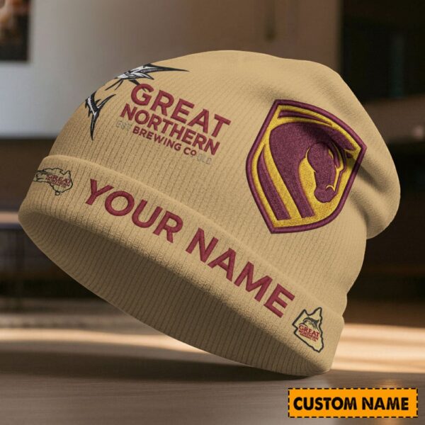 Brisbane Broncos NRL x Great Northern Beer Beanie Hat Custom Name Gifts For Fan - Limited Edition
