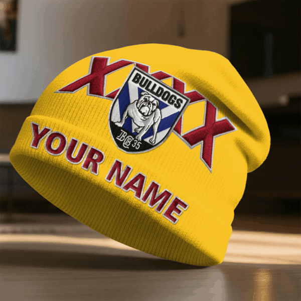 Canterbury Bulldogs NRL x XXXX Gold Beanie Hat Custom Any Name Gifts For Fan - Limited Edition