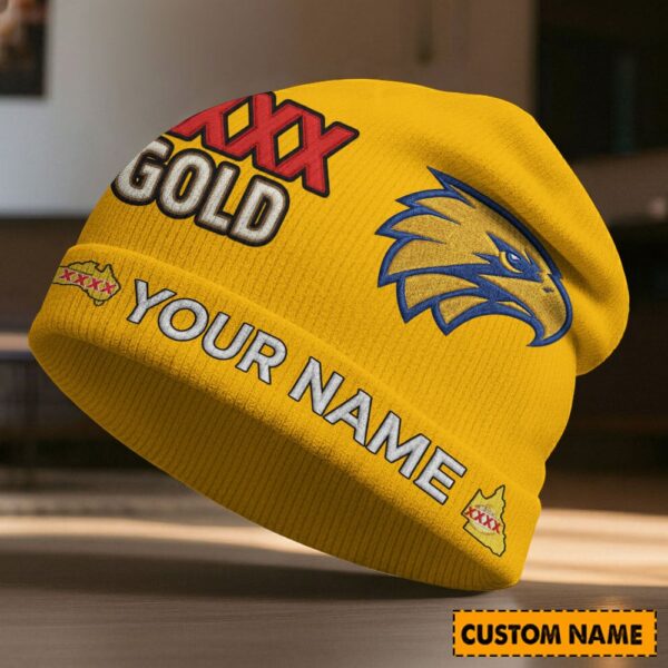 West Coast Eagles AFL x XXXX Gold Beanie Hat Custom Any Name Gifts For Fan - Limited Edition