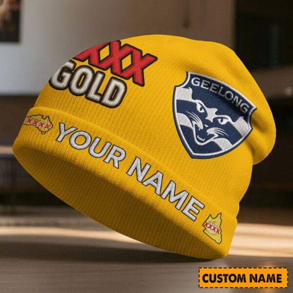 Geelong Cats AFL x XXXX Gold Beanie Hat Custom Any Name Gifts For Fan - Limited Edition