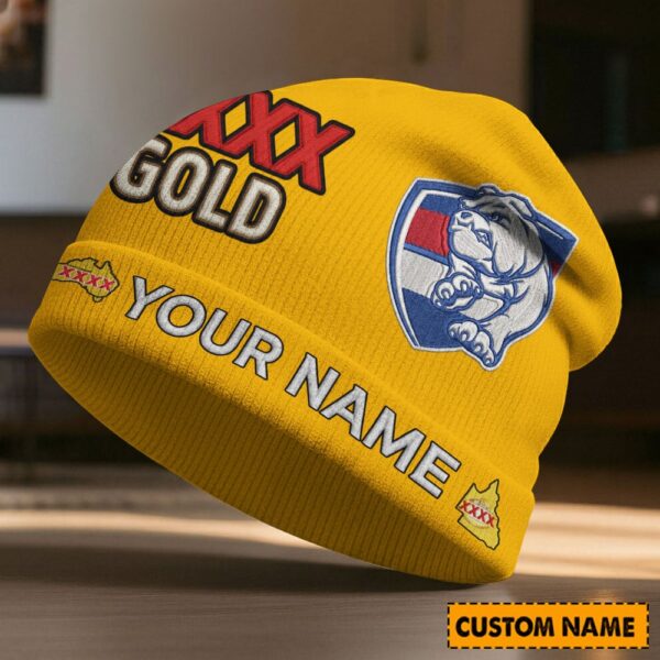 Western Bulldogs AFL x XXXX Gold Beanie Hat Custom Any Name Gifts For Fan - Limited Edition