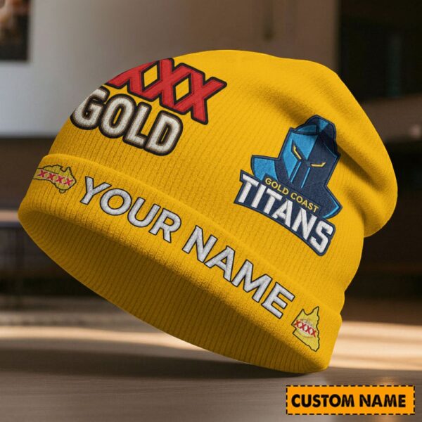 Gold Coast Titans NRL x XXXX Gold Beanie Hat Custom Any Name Gifts For Fan - Limited Edition