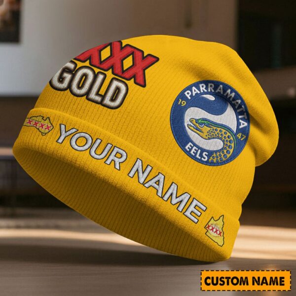 Parramatta Eels NRL x XXXX Gold Beanie Hat Custom Any Name Gifts For Fan - Limited Edition
