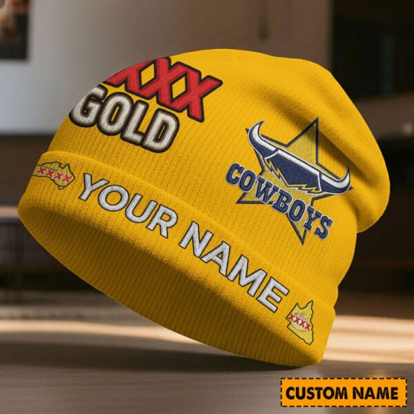 North QLD Cowboys NRL x XXXX Gold Beanie Hat Custom Any Name Gifts For Fan - Limited Edition