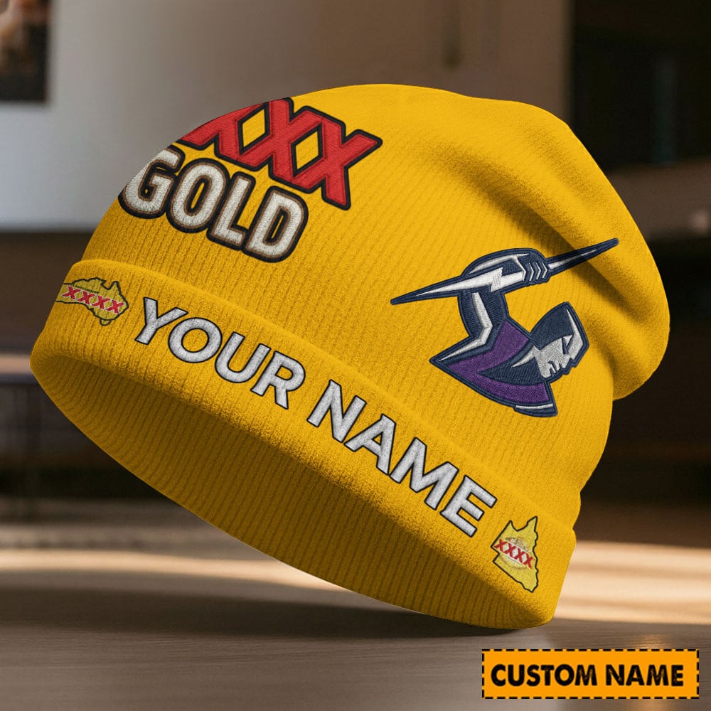 Melbourne Storm NRL x XXXX Gold Beanie Hat Custom Any Name Gifts For Fan - Limited Edition