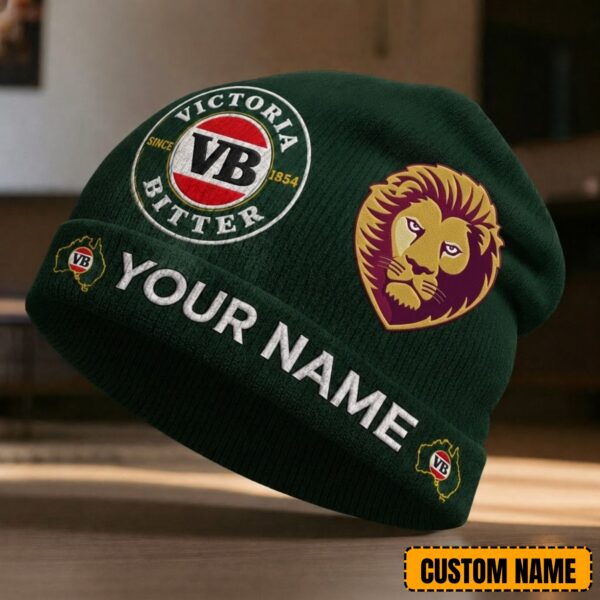 Brisbane Lions AFL x Victoria Bitter Beer Beanie Hat Custom Any Name Gifts For Fan - Limited Edition