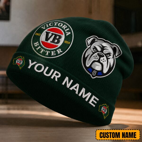 Canterbury Bulldogs NRL x Victoria Bitter Beer Beanie Hat Custom Name Gifts For Fan - Limited Edition