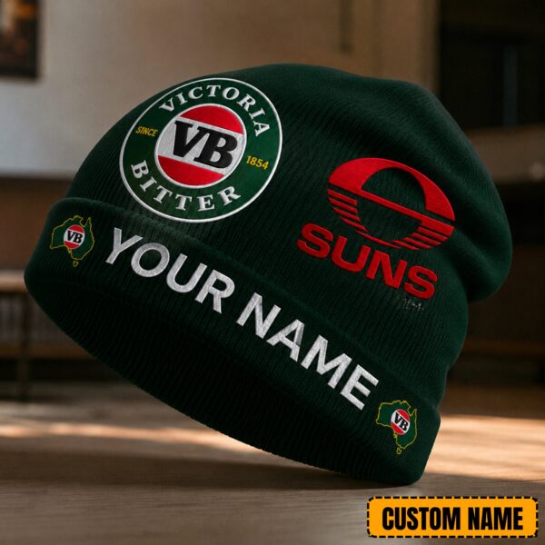 Gold Coast Suns AFL x Victoria Bitter Beer Beanie Hat Custom Any Name Gifts For Fan - Limited Edition