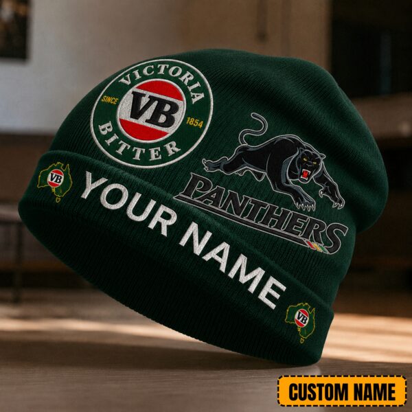 Penrith Panthers NRL x Victoria Bitter Beer Beanie Hat Custom Name Gifts For Fan - Limited Edition