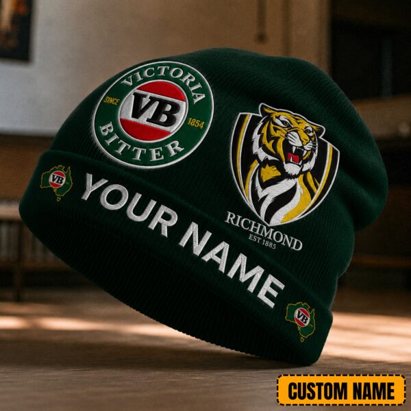 Richmond Tigers AFL x Victoria Bitter Beer Beanie Hat Custom Any Name Gifts For Fan - Limited Edition