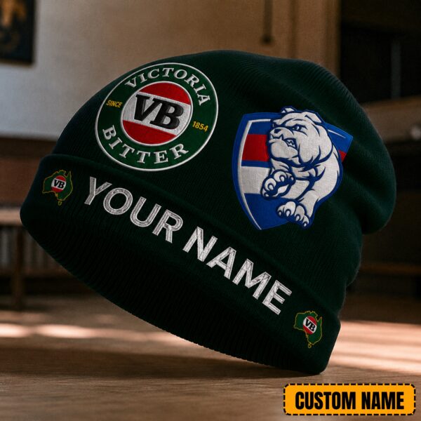 Western Bulldogs AFL x Victoria Bitter Beer Beanie Hat Custom Any Name Gifts For Fan - Limited Edition